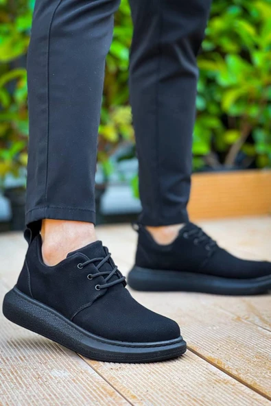 Erkek ayakkabıKB-003 Kuback Siyah Süet Siyah Taban Bağcıklı  Günlük Erkek  Ayakkabı - Resim 3