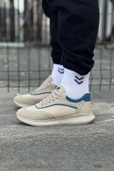WG062 Bej Triko Erkek Spor Ayakkabı - Resim 3