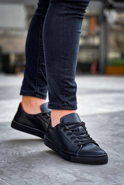 KB-122  Kuback Siyah Cilt Siyah Yüksek Taban Bağcıklı Günlük Erkek Ayakkabı ürün görseli 1