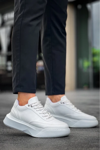 BA0354 Günlük  Bağcıklı Erkek Yüksek Taban Siyah Spor Ayakkabı ürün görseli 1