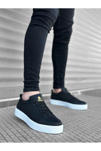 Ba0104 Bağcıklı Siyah Cilt Spor Klasik Erkek Ayakkabı - Resim 3