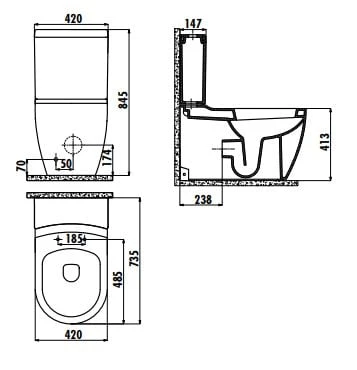 CREAVİT GR360 GRANDE XXL DUVARA DAYALI KLOZET TAKIMI GR360 BEYAZ - Resim 4