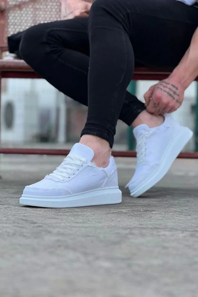 Wg018 Beyaz Kot Kumaş Erkek Casual Ayakkabı - 2
