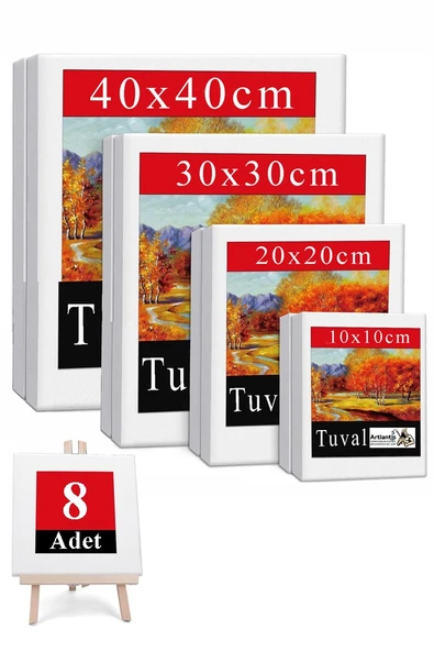 Kare Tuval 8 Adet 10x10 20x20 30x30 40x40 cm Boş Tuval Tablo Arkadan Zımbalı Resim Tuvali Akrilik Boya Yağlı Boya Sanat