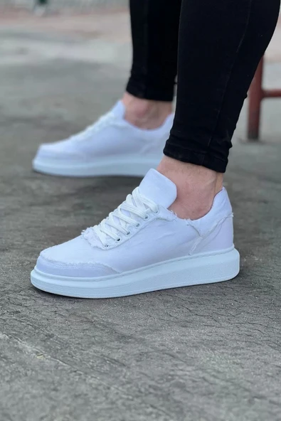 Wg018 Beyaz Kot Kumaş Erkek Casual Ayakkabı