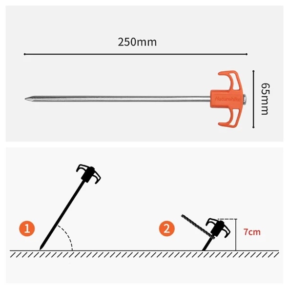 Naturehike Çadır Kazığı 25 cm ( Galvanizli Demir ) (2 Pcs) - 2