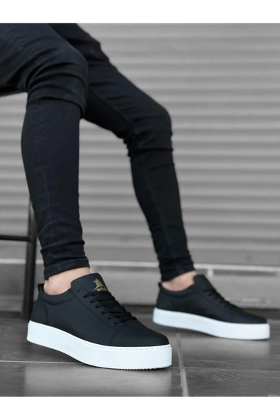 Ba0104 Bağcıklı Siyah Cilt Spor Klasik Erkek Ayakkabı - Resim 2