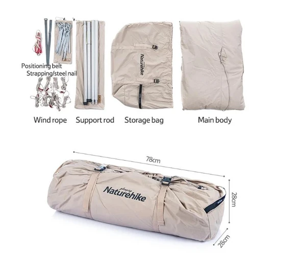 Naturehike Profound 9.6 Carpa Glamping Aile Çadırı | Cotton Pyramid Kanvas | - 5