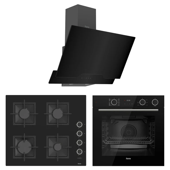 Ferre Fryart&Steamart Sc serisi Siyah 3'lü Ankastre Set ( xe64cs-sc205-d063 )