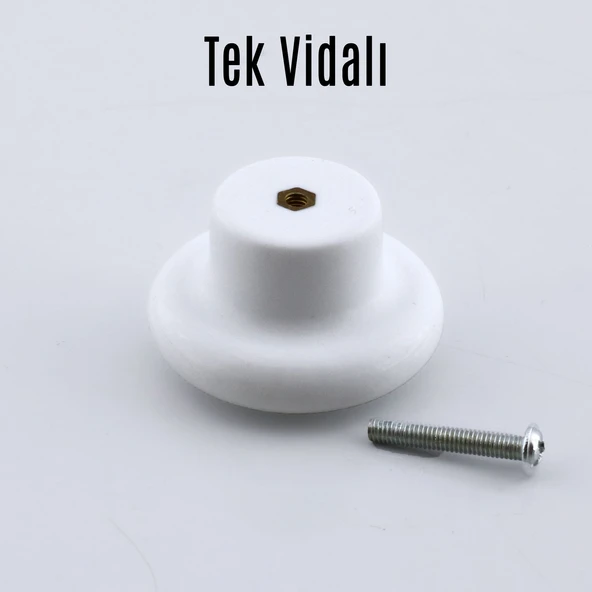 Mantar Kulp Düğme 1 ADET Çekmece Mutfak Mobilya Dolabı Dolap Kulpu Kulbu Plastik Kulp Beyaz - Resim 4