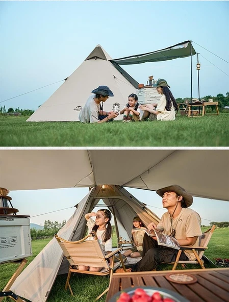 Naturehike Glamping 4 Kişilik Çift Katmanlı Otomatik Kurulum Piramid Çadır - 6