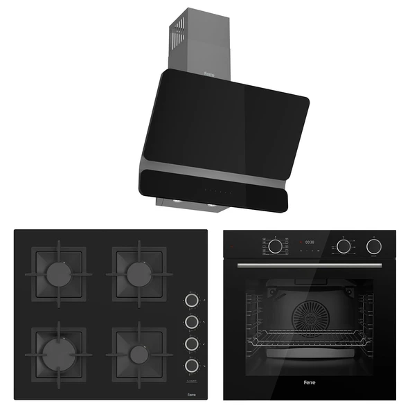 Ferre Fryart&Steamart Sc serisi Siyah 3'lü Ankastre Set ( xe64cs-sc205-d080 )