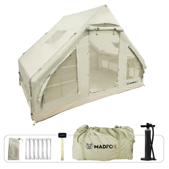 Madfox Bigless Glamping Cotton Inflatable Şişme Çadır [ Baca Çıkışlı ] - 4