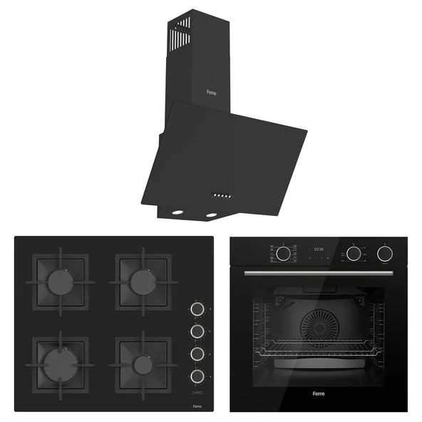 Ferre Fryart&Steamart Sc serisi Siyah 3'lü Ankastre Set ( xe64cs-sc205-d086 )