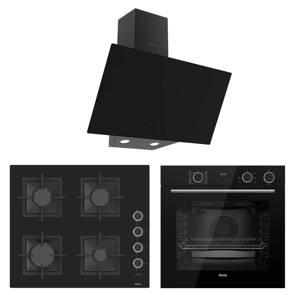 Ferre Fryart&Steamart Sc serisi Siyah 3'lü Ankastre Set ( xe64cs-sc205-d077 )