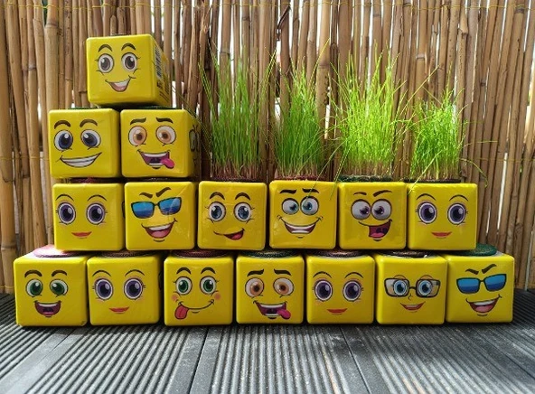 ÇİM ADAM 32 ADET KÜP ŞEKLİNDE EĞLENCELİ EĞİTİCİ ÇİMOJİ