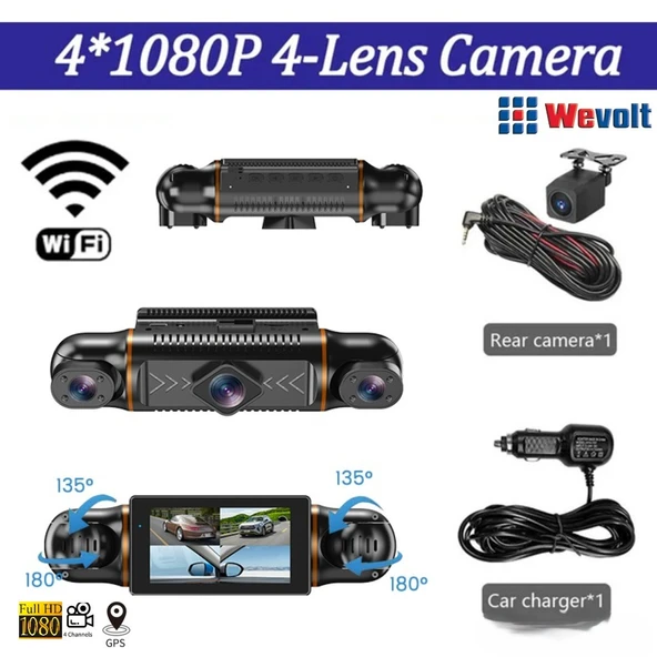 MB-5900 YENİ PREMİUM 4 KAMERALI  FULL HD 1080 P GENİŞ AÇI ARAÇ KAYIT KAMERASI