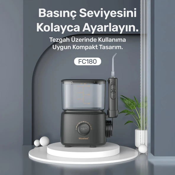 NPO Nicefeel FC180 Profesyonel 600ml Diş Teli/Protez Bakım ve Ağız Duşu-Beyaz - 7