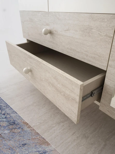 Petra 3 Kapaklı Aynalı Elbise Dolabı Gardrop 120x55x200 - 2