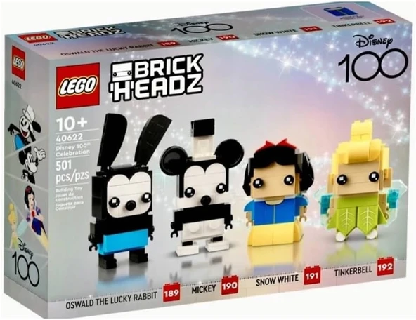 LEGO 40622 BrickHeadz Disney 100. Kutlama Mickey Mouse, Pamuk Prenses, Tinkerbell & Oswald Şanslı Tavşan