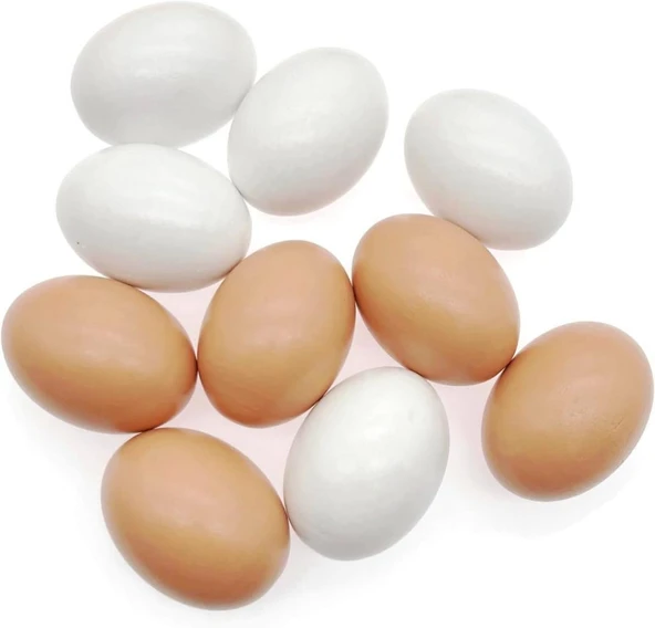 Yapay Yumurta Dekoratif Fake Yumurta 8adet 4beyaz 4Kahverengi - 3