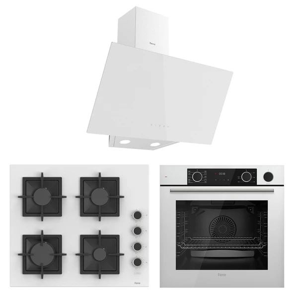 Ferre Fryart&Steamart Sc serisi Beyaz 3'lü Ankastre Set ( xe64cb-sc206-d078 )