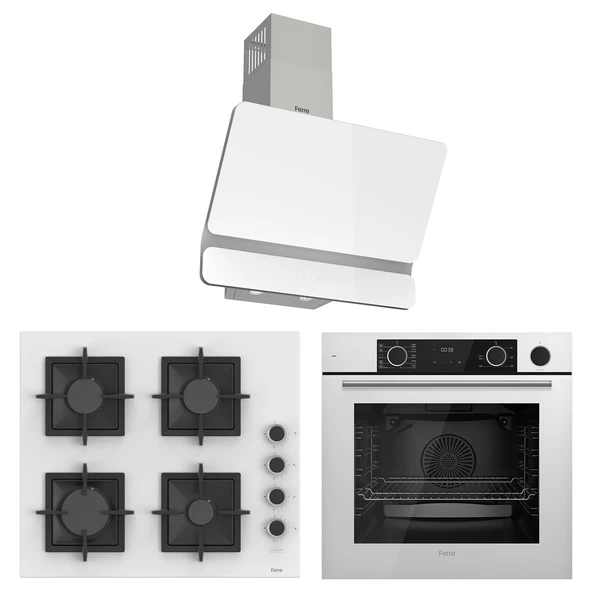 Ferre Fryart&Steamart Sc serisi Beyaz 3'lü Ankastre Set ( xe64cb-sc206-d081 ) ürün görseli 1