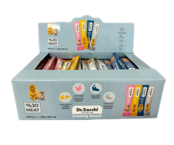 Dr.Sacchi Creamy Snack 14 Gr Karışık- 100'lü Kutu