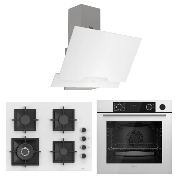 Ferre Fryart&Steamart Sc serisi Wok'lu Beyaz 3'lü Ankastre Set ( xe64cb-sc406-d064 ) ürün görseli 1