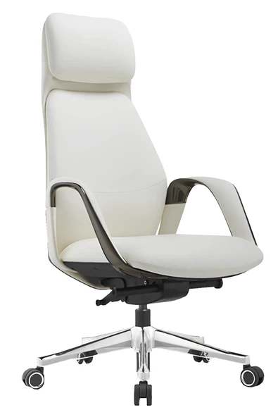 Hunt Mobilya Nuna Beyaz Deri Ofis Yönetici Koltuğu