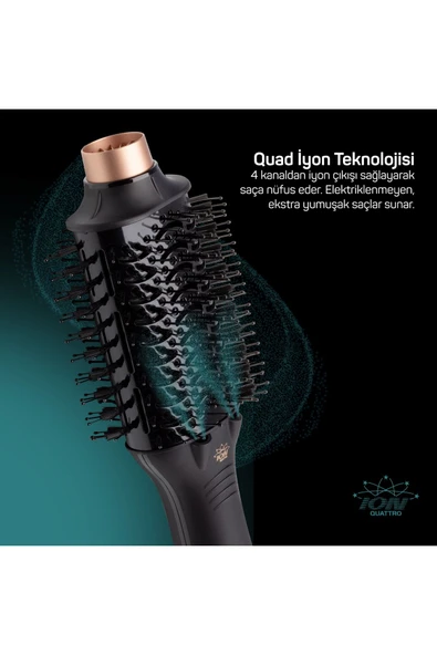 Arzum Ar5083 Volume Pro Ultra Hava Üflemeli Saç Şekillendirici Fön Tarağı- Siyah - 4