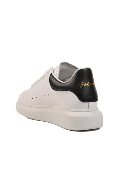 Ayakmod Beyaz Siyah Hakiki Deri Erkek Sneaker Premium 02028 M - 4