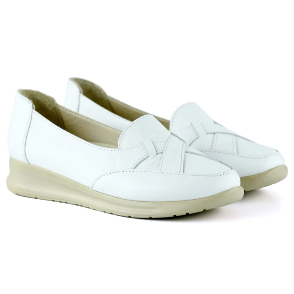 Erkan Saçmacı Mammina Beyaz Hakiki Deri Çapraz Bant Detaylı Slip-On Günlük Ayakkabı - 4