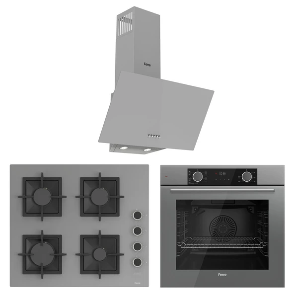 Ferre Fryart Sc serisi Gri 3'lü Ankastre Set ( xe63cpr-sc208-d088 ) ürün görseli 1