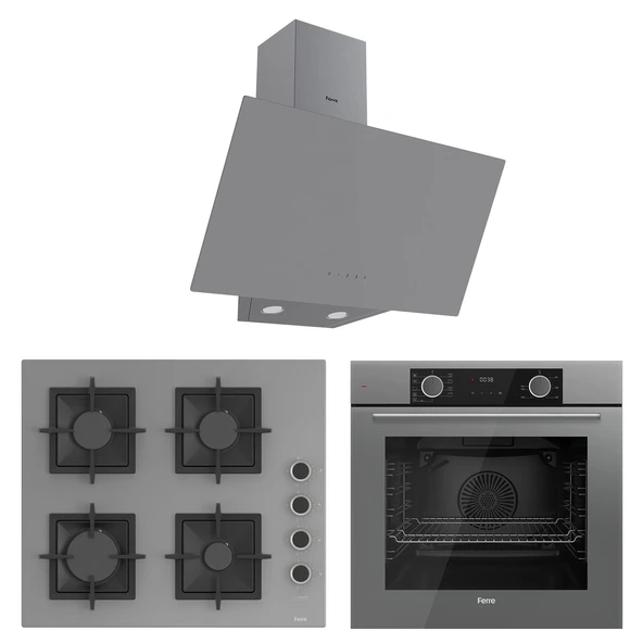 Ferre Fryart Sc serisi Gri 3'lü Ankastre Set ( xe63cpr-sc208-d079 ) ürün görseli 1