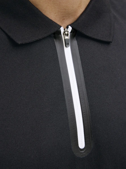 JACK JONES Erkek Fermuar Detaylı Polo Yaka Tişört 12273127 - Resim 5
