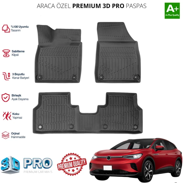 VOLKSWAGEN ID4 ARACA ÖZEL 3D PASPAS 2024 2025 2026 2027 - Resim 5