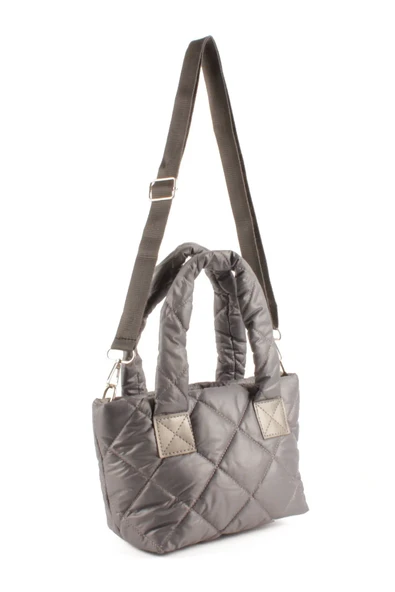 Kadın Kapitoneli Paraşüt Kumaş Çapraz Askılı Şişme Puf Midi Boy El Ve Omuz Çantası (10758) - Resim 3