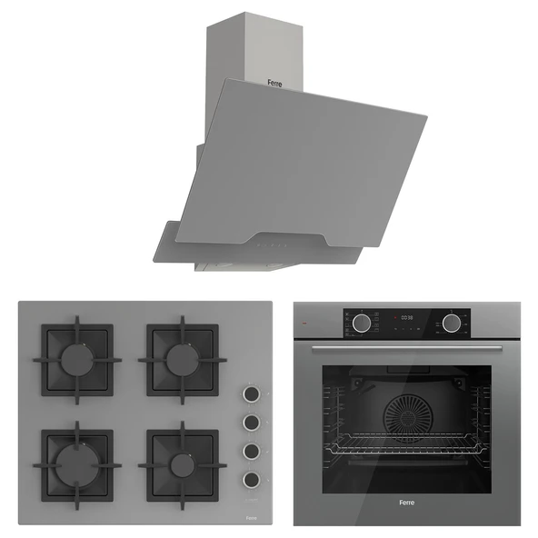 Ferre Fryart Sc serisi Gri 3'lü Ankastre Set ( xe63cpr-sc208-d065 ) ürün görseli