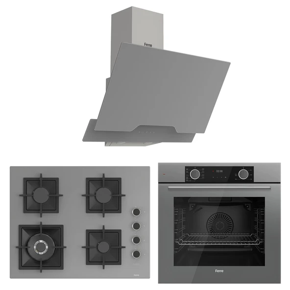 Ferre Fryart Sc serisi Wok'lu Gri 3'lü Ankastre Set ( xe63cpr-sc408-d065 )