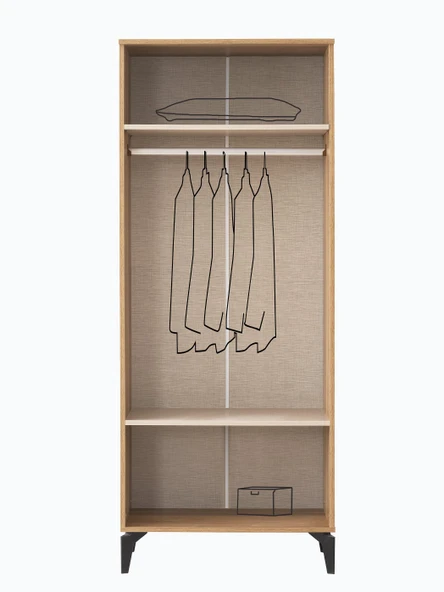 Hazar 2 Kapılı Gardırop Elbise Dolabı 80x47x200cm - 3