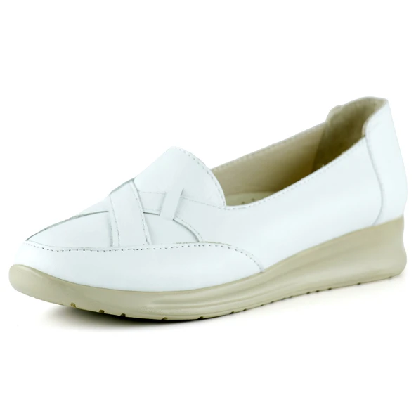 Erkan Saçmacı Mammina Beyaz Hakiki Deri Çapraz Bant Detaylı Slip-On Günlük Ayakkabı ürün görseli 1