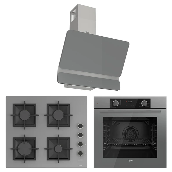 Ferre Fryart Sc serisi Gri 3'lü Ankastre Set ( xe63cpr-sc208-d082 )