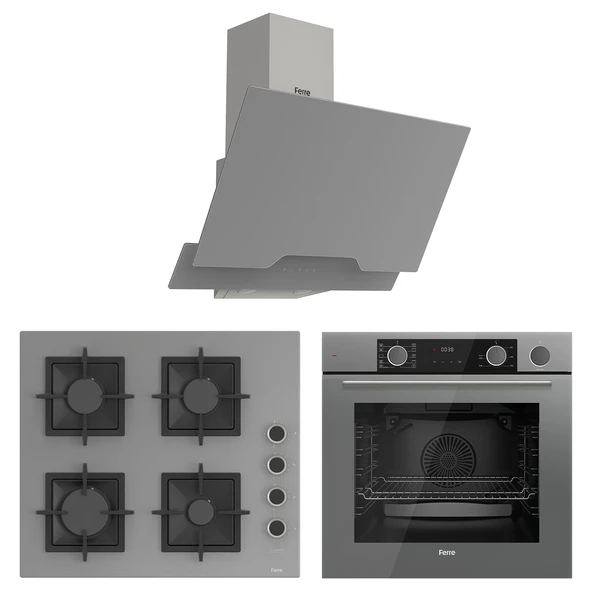 Ferre Fryart&Steamart Sc serisi Gri 3'lü Ankastre Set ( xe64cpr-sc208-d065 )