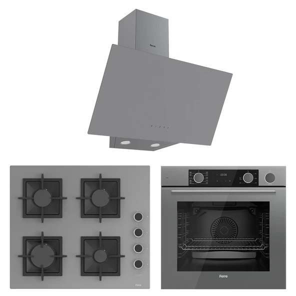 Ferre Fryart&Steamart Sc serisi Gri 3'lü Ankastre Set ( xe64cpr-sc208-d079 )