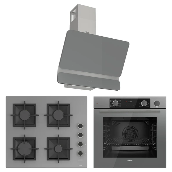 Ferre Fryart&Steamart Sc serisi Gri 3'lü Ankastre Set ( xe64cpr-sc208-d082 ) ürün görseli