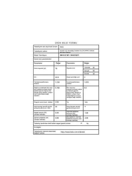 Beko BM 6147 WF I 6 Programlı Bulaşık Makinesi - 5