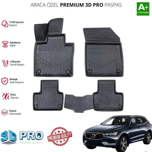 VOLVO XC60 ARACA ÖZEL 3D PASPAS 2017 2018 2019 2020 2021 2022 2024 ürün görseli 1