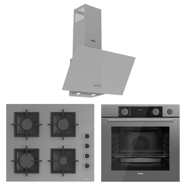 Ferre Fryart&Steamart Sc serisi Gri 3'lü Ankastre Set ( xe64cpr-sc208-d088 )