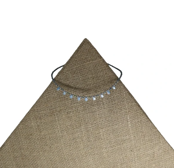 Işıltılı Armoni Kalsedon Açık Mavi Boncuk Kolye - Resim 2